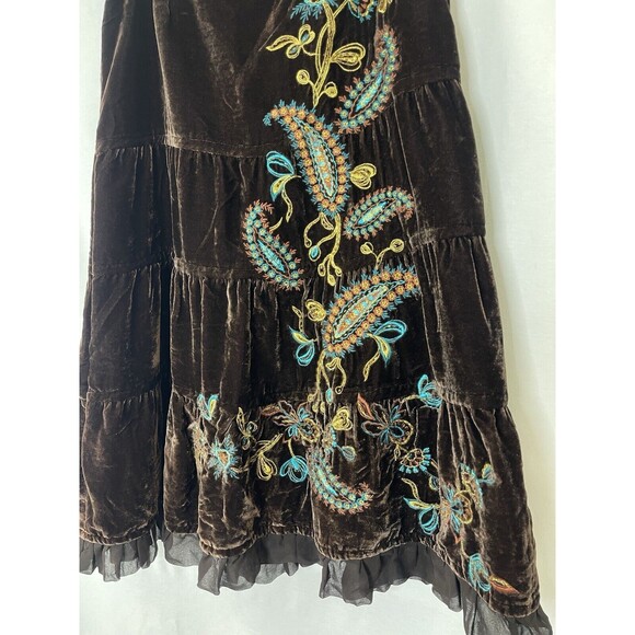 Vtg Fairy Women 8 Brown Velvet Embroidered Whimsygoth Whimsical Grunge Gypsy Y2K - Picture 2 of 9
